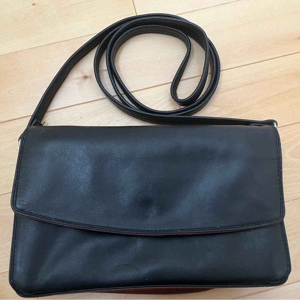 Derek Alexander Genuine Leather Small Organizer Purse in Black and Brown